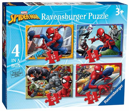 Ravensburger - Puzzle Spiderman, Collezione 4 in a Box, 4 puzzle da 12-16-20-24 Pezzi, Età Raccomandata 3+ Anni - 7