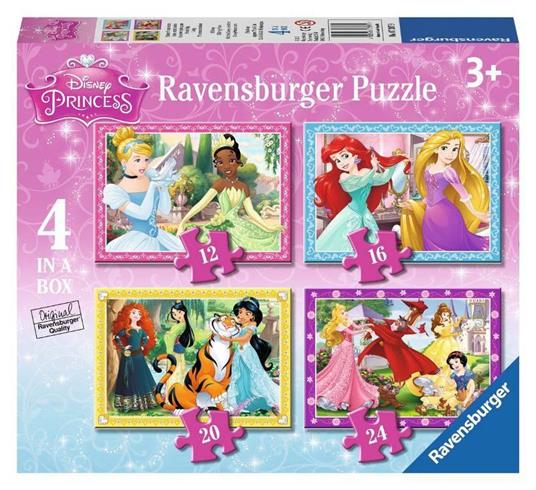 Ravensburger - Puzzle Princesse Disney, Collezione 4 in a Box, 4 puzzle da 12-16-20-24 Pezzi, Età Raccomandata 3+ Anni - 2