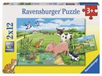Ravensburger - Puzzle Cuccioli di campagna, Collezione 2x12, 2 Puzzle da 12 Pezzi, Età Raccomandata 3+ Anni