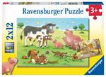 Ravensburger - Puzzle Famiglie Animali, Collezione 2x12, 2 Puzzle da 12 Pezzi, Età Raccomandata 3+ Anni