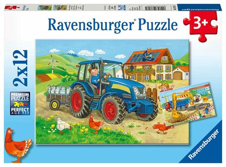 Puzzle 2X12 Pz. Costruzioni e Fattoria. Ravensburger (7616)