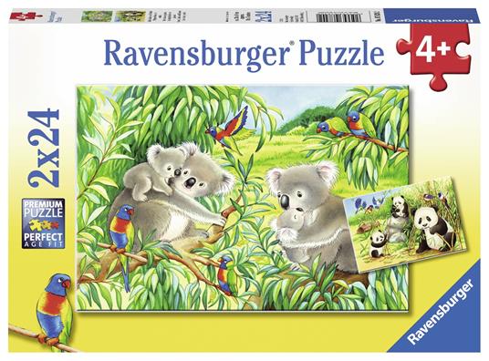 Ravensburger - Puzzle Dolci Koala e Panda, Collezione 2x24, 2 Puzzle da 24 Pezzi, Età Raccomandata 4+ Anni