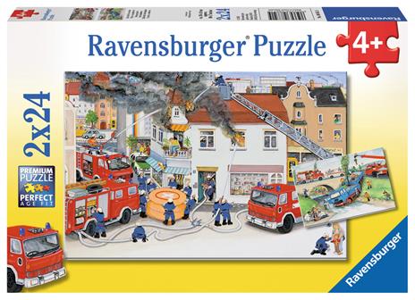 2 x 24 Teile. Bei der Feuerwehr. Ravensburger 4005556088515 puzzle 24 pezzo(i)