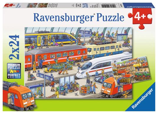 2 x 24 Teile. Trubel am Bahnhof. Ravensburger 4005556091911 puzzle 24 pezzo(i)
