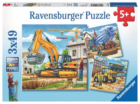 3 x 49 Teile. Große Baufahrzeuge. Ravensburger 4005556092260 puzzle 49 pezzo(i)