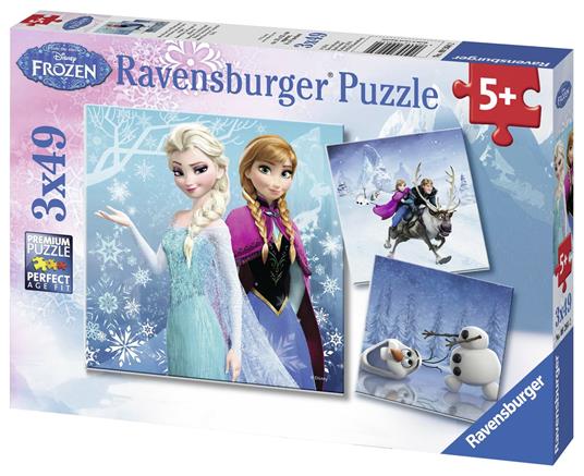 Ravensburger - Puzzle Frozen B, Collezione 3x49, 3 Puzzle da 49 Pezzi, Età Raccomandata 5+ Anni - 3