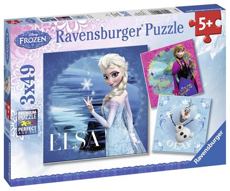 Ravensburger - Puzzle Frozen C, Collezione 3x49, 3 Puzzle da 49 Pezzi, Età Raccomandata 5+ Anni - 3