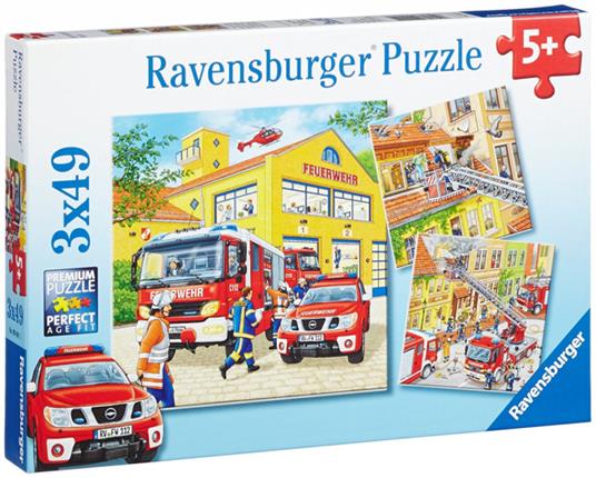 3 x 49 Teile. Feuerwehreinsatz. Ravensburger 094011 puzzle 49 pezzo(i)