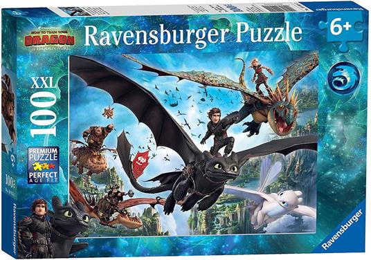 Ravensburger - Puzzle Dragons A, 100 Pezzi XXL, Età Raccomandata 6+ Anni - 2