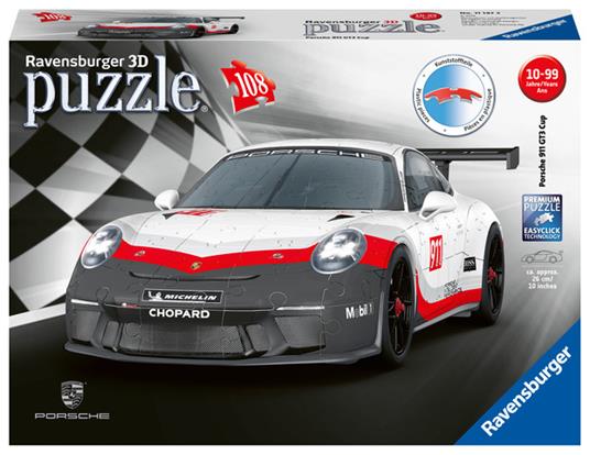 Ravensburger - 3D Puzzle Porsche 911 Gt3 Cup Veicolo 108 Pezzi 10+ Anni