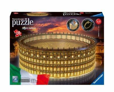 Ravensburger - 3D Puzzle Colosseo Night Edition con Luce, Roma, 216 Pezzi, 10+ Anni - 2