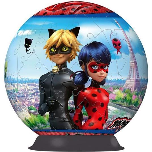 Ravensburger - 3D Puzzle Personaggi Miraculous, Puzzle Ball, 72 Pezzi, 6+ Anni - 3