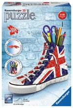 Ravensburger - 3D Puzzle Portapenne Sneaker Union Jack Edition, 108 Pezzi, 8+ Anni