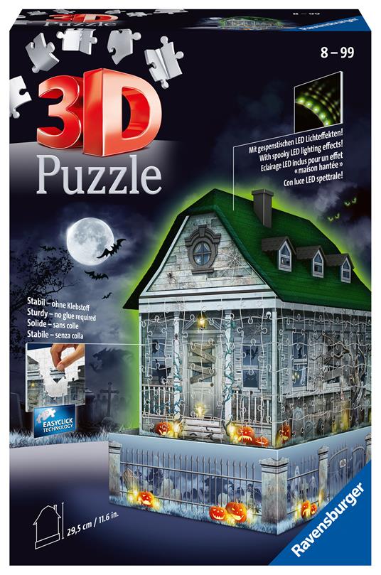 Ravensburger - 3D Puzzle Casa degli Spiriti Night Edition con Luce, 216 Pezzi, 6+ Anni