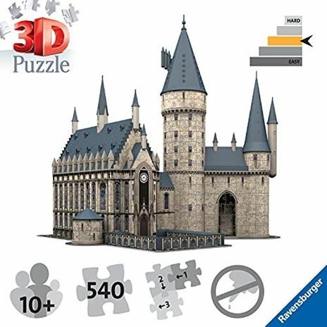 Ravensburger - 3D Puzzle Sala Grande Del Castello Di Hogwarts, 540 Pezzi, 10+ Anni - 4
