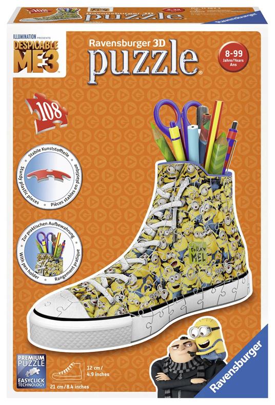 Cattivissimo Me 3. Girly Girl Edition. Puzzle 3D Porta Penne. Minions Sneaker