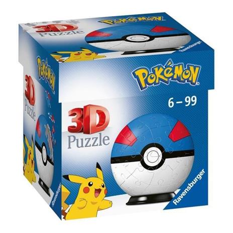 Ravensburger - 3D Puzzle Pokémon Pokéball Blu E Rossa, 54 Pezzi, 6+ Anni