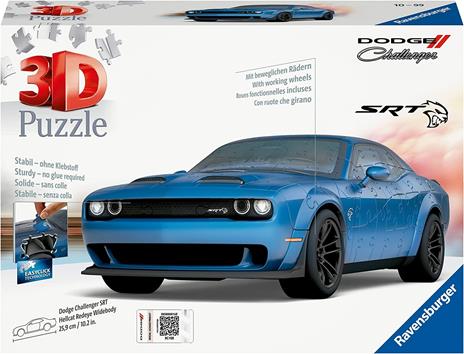 Ravensburger - 3D Puzzle Dodge Challenger SRT® Hellcat Redeye Widebody, 108 Pezzi, 10+ Anni