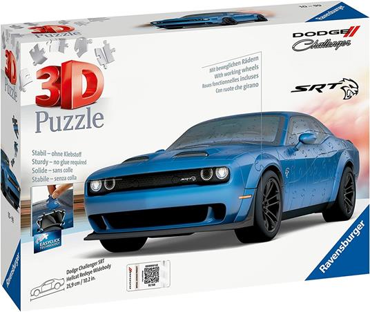 Ravensburger - 3D Puzzle Dodge Challenger SRT® Hellcat Redeye Widebody, 108 Pezzi, 10+ Anni - 2