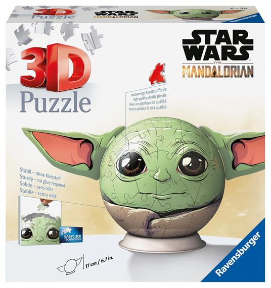 Ravensburger - 3D Puzzle Grogu con le Orecchie, 72 pezzi, 6+ anni -  Ravensburger - Puzzle 3D - Giocattoli