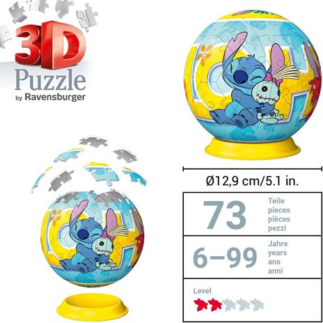 Ravensburger - Puzzle 3D, Ball Stitch, per Adulti e Bambini 6+ Anni, Idea Regalo, 73 Pezzi - 3