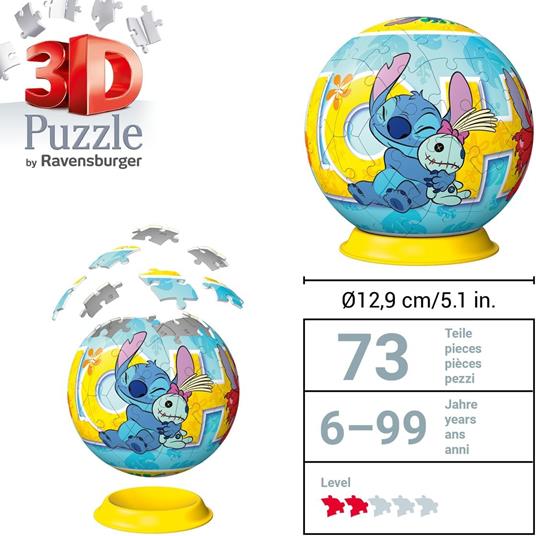 Ravensburger - Puzzle 3D, Ball Stitch, per Adulti e Bambini 6+ Anni, Idea Regalo, 73 Pezzi - 3