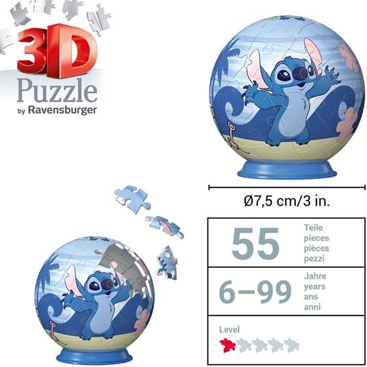 Ravensburger 3D 11597  Palla puzzle Disney grandi e piccoli fan di Stitch a partire dai 6 anni - 3