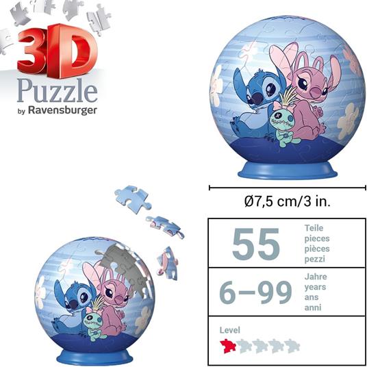 Ravensburger -  Puzzle Disney Stitch & Angel, Puzzle 3D 54 pz - 3