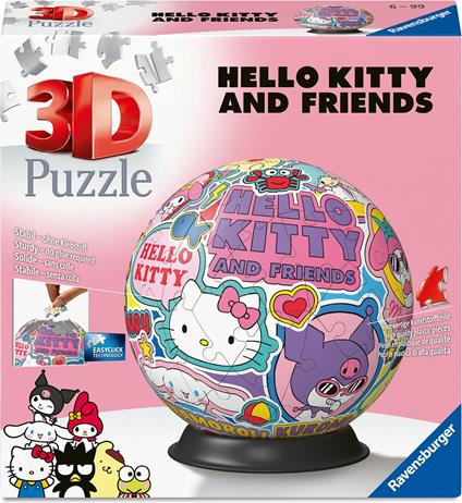 Ravensburger - 3D Puzzle Puzzle Ball Hello Kitty, 72 pezzi, 6+ anni