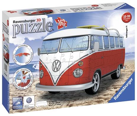 Ravensburger - 3D Puzzle Camper Volkswagen T1, 162 Pezzi, 8+ Anni - 3