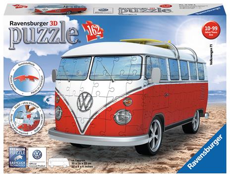 Ravensburger - 3D Puzzle Camper Volkswagen T1, 162 Pezzi, 8+ Anni - 4
