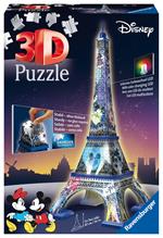 Ravensburger - 3D Puzzle Disney Tour Eiffel Night Edition con Luce, 216 Pezzi, 10+ Anni