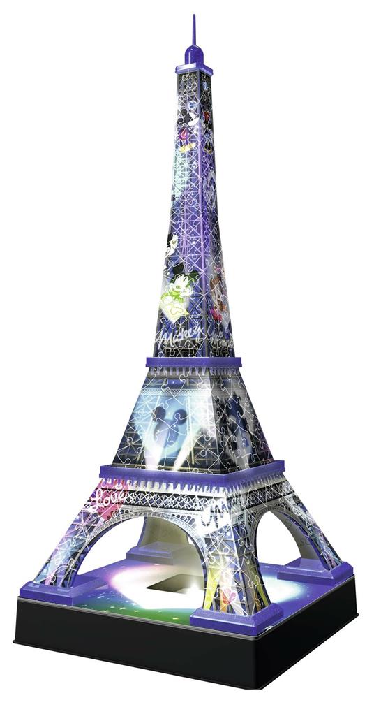 Ravensburger - 3D Puzzle Disney Tour Eiffel Night Edition con Luce, 216 Pezzi, 10+ Anni - 2