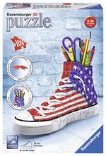 Ravensburger - 3D Puzzle Portapenne Sneaker Usa Flag Edition, 108 Pezzi, 8+ Anni