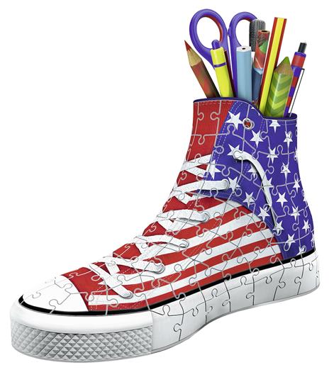 Ravensburger - 3D Puzzle Portapenne Sneaker Usa Flag Edition, 108 Pezzi, 8+ Anni - 5