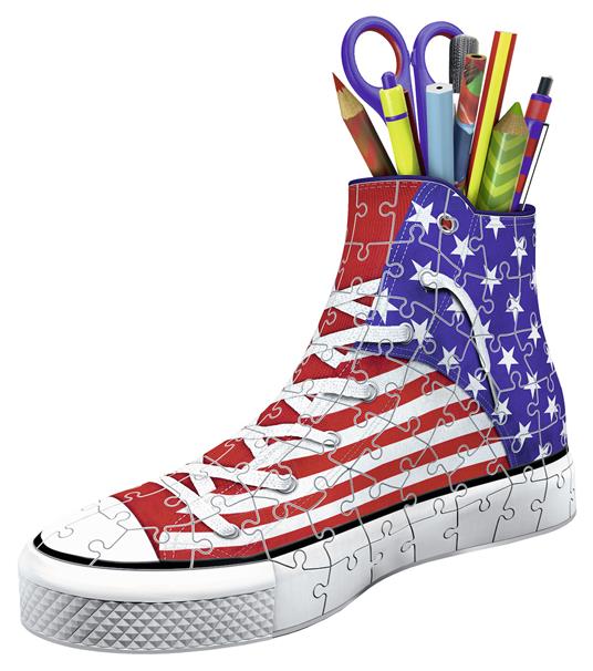 Ravensburger - 3D Puzzle Portapenne Sneaker Usa Flag Edition, 108 Pezzi, 8+ Anni - 6