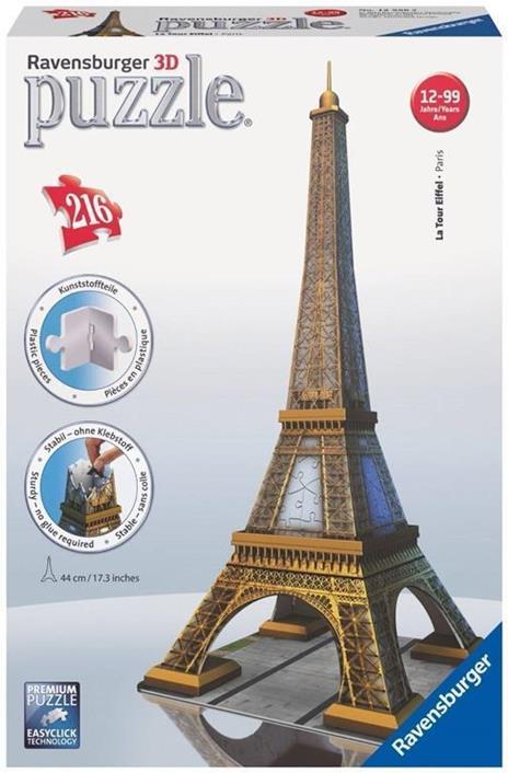 Ravensburger - 3D Puzzle Tour Eiffel, Parigi, 216 Pezzi, 8+ Anni