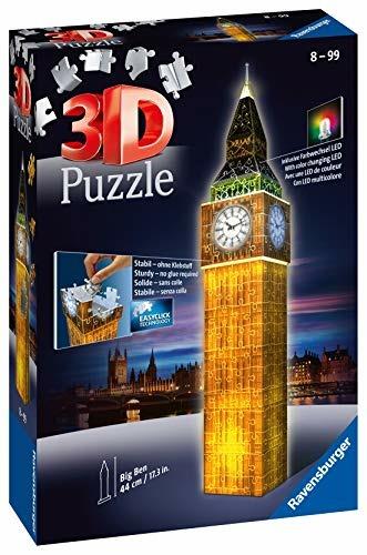 Ravensburger - 3D Puzzle Big Ben Night Edition con Luce, Londra, 216 Pezzi, 8+ Anni - 5