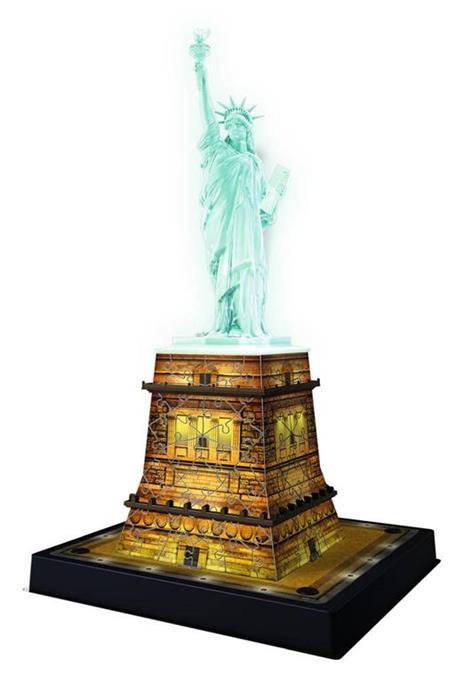 Ravensburger - 3D Puzzle Statua Della Libertà Night Edition con Luce, New York, 108 Pezzi, 8+ Anni - 2