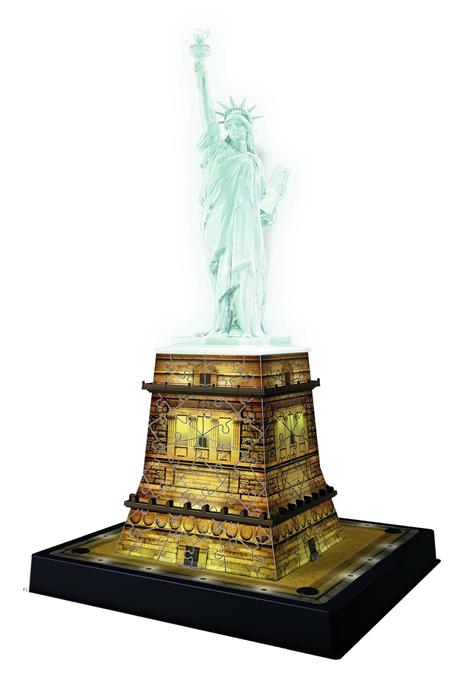 Ravensburger - 3D Puzzle Statua Della Libertà Night Edition con Luce, New York, 108 Pezzi, 8+ Anni - 9