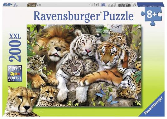Ravensburger - Puzzle Grandi felini, 200 Pezzi XXL, Età Raccomandata 8+ Anni