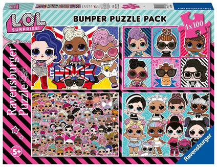 Ravensburger L.O.L. Puzzle 4x100 Bumper Pack, Multicolore, 12880