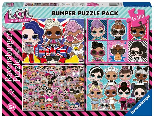 Ravensburger L.O.L. Puzzle 4x100 Bumper Pack, Multicolore, 12880