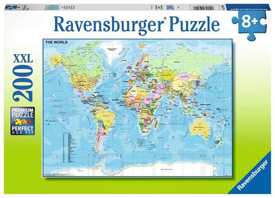 Ravensburger - Puzzle Mappa del mondo, 200 Pezzi XXL, Età Raccomandata 8+ Anni - 4