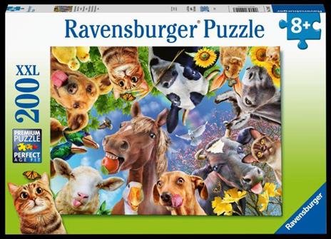 Ravensburger - Puzzle Divertenti animali da fattoria, 200 Pezzi XXL, Età Raccomandata 8+ Anni - 2