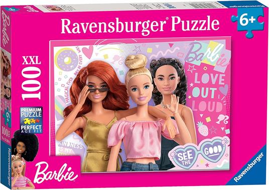 Ravensburger - Puzzle Barbie 100 Pezzi XXL, Età Raccomandata 6+ Anni