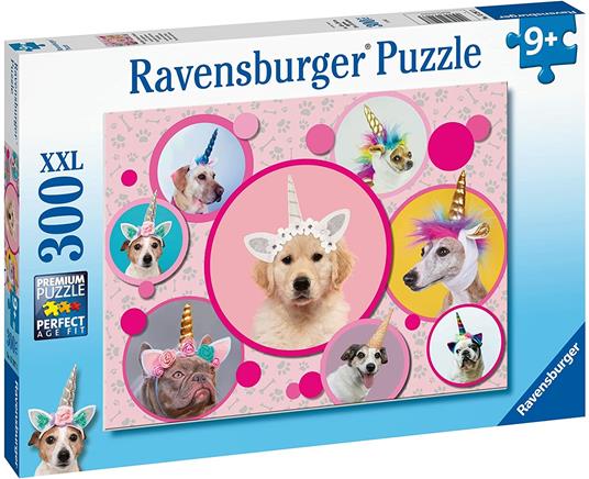 Ravensburger - Puzzle Cagnolini unicorno, 300 Pezzi XXL, Età Raccomandata 9+ Anni - 2