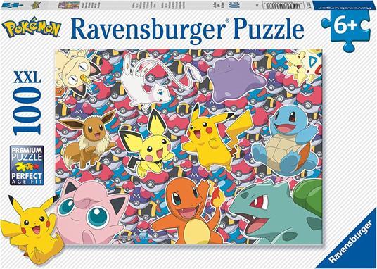 Ravensburger - Puzzle Pokémon 100 Pezzi XXL Età Raccomandata 6+ Anni