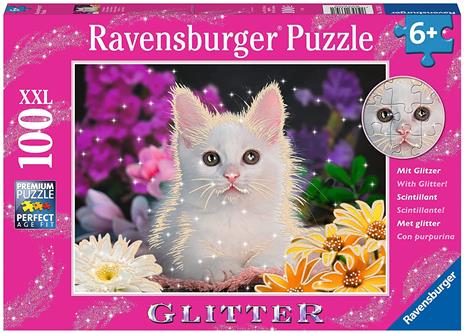 Ravensburger - Puzzle Gattino Glitter, 100 Pezzi XXL, Età Raccomandata 6+ Anni