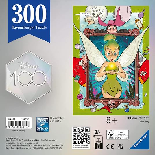 Ravensburger - Puzzle Disney Campanilla, 300 Pezzi, 8+, Limited edition Disney 100 - 3
